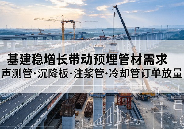 辉南基建稳增长带动预埋监测管材需求，声测管、沉降板、注浆管订单持续放量